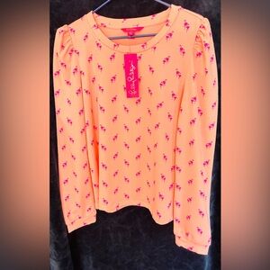 Lilly Pulitzer Jansen Sweatshirt Peach/Hyacinth Me &My Minnie.  Size large/Tags